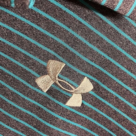 Under Armour Kids Blue Striped Polo Shirt Sz L - Picture 4 of 8
